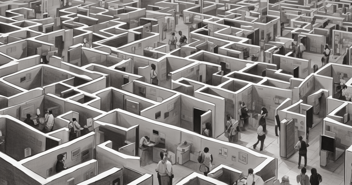 A maze of cubicle offices.