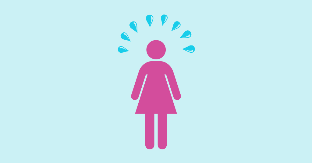 Drops of sweat float over the universal symbol for a women's public restroom