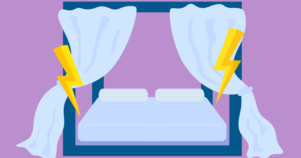 Electric bolts emerge from a four-poster bed